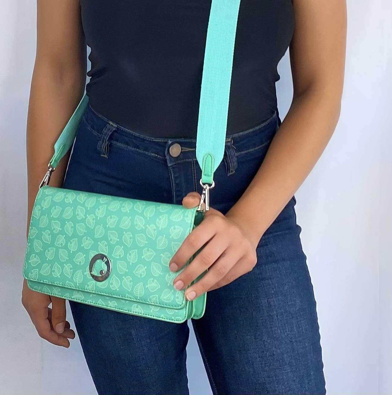 Controller Gear Animal Crossing: New Horizons Sling Bag for Women, Girl's, Kids. Nintendo Switch, Lite Case, Accessories, Travel Bag, Carrying Case. Teal Leaves. - Nintendo Switch - Nintendo Switch;