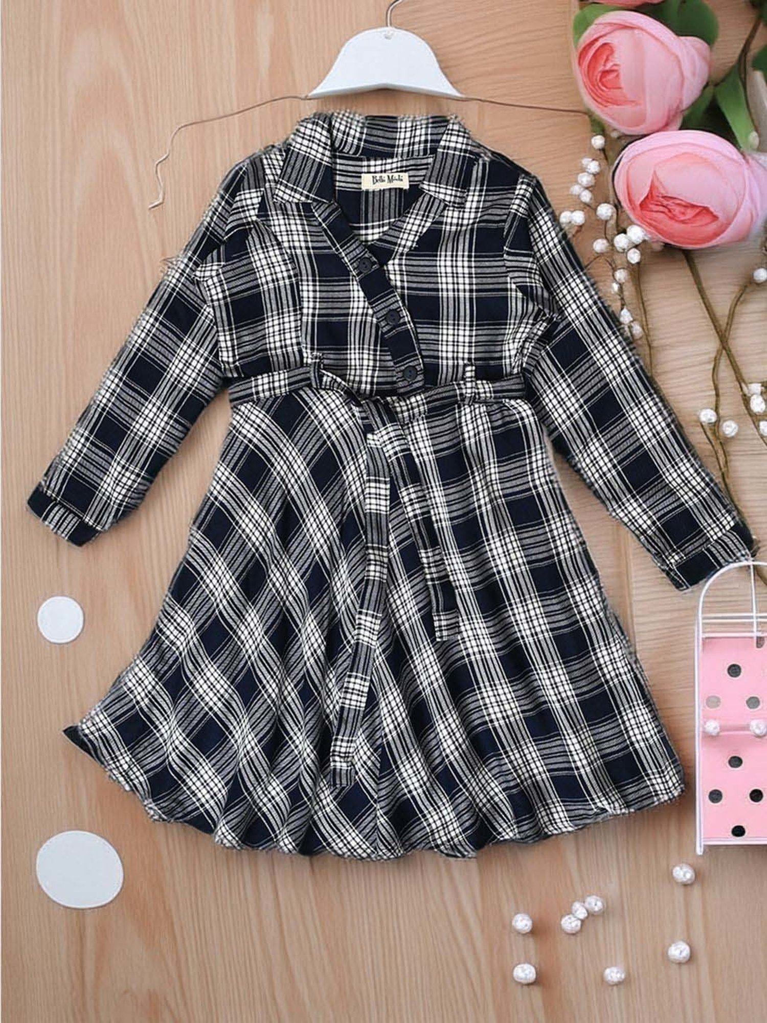 Bella Moda Kids Multicolor Cotton Printed Full Sleeves Dress