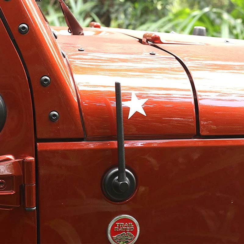 6 3/4 Inch Copper Antenna Compatible with Jeep Wrangler JK JKU JL JLU Rubicon Sahara 2007-2020 | Car Wash Proof Short Rubber Antenna Replacement | Designed for Optimized AM/FM Radio Reception