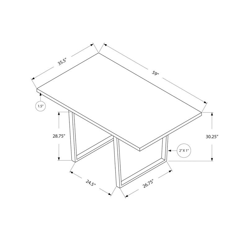 36" X 60" Dining Table Chrome Metal Gray - EveryRoom