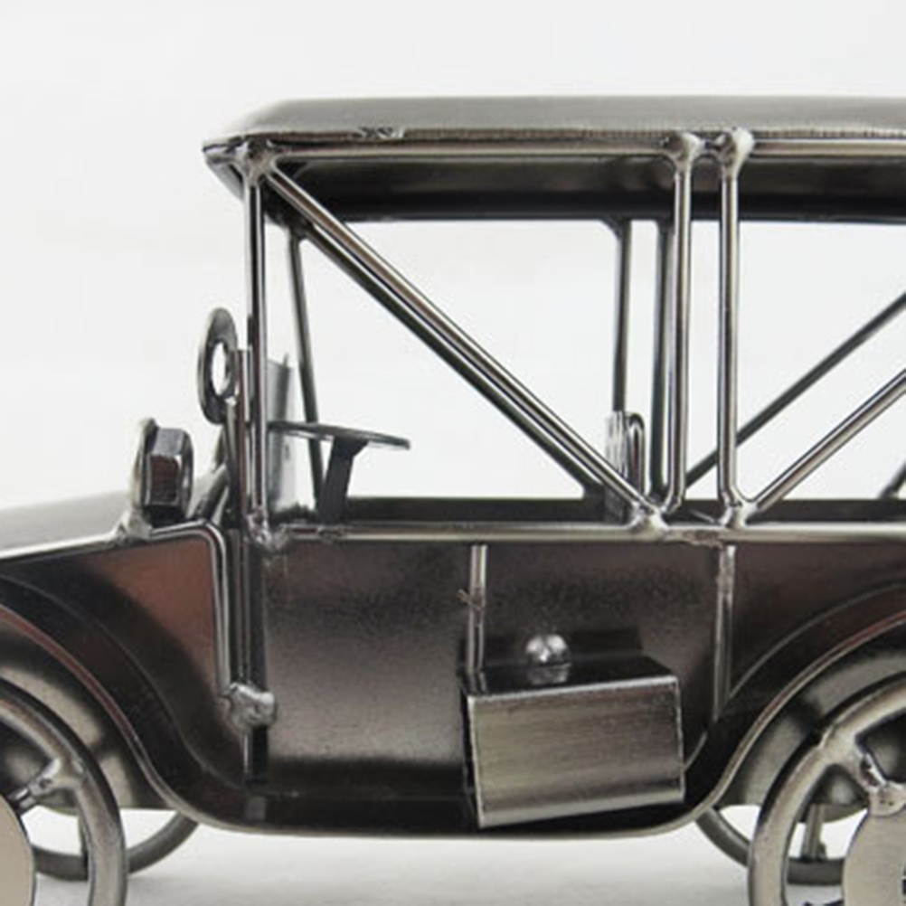 Metal Antique Vintage Car Model Home Decor Ornaments Handmade Handcraft Collections Vehicle Toys (Grey)
