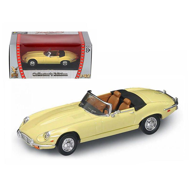 1971 Jaguar E Type Convertible Yellow 1/43 Diecast Model Car by Road Signature