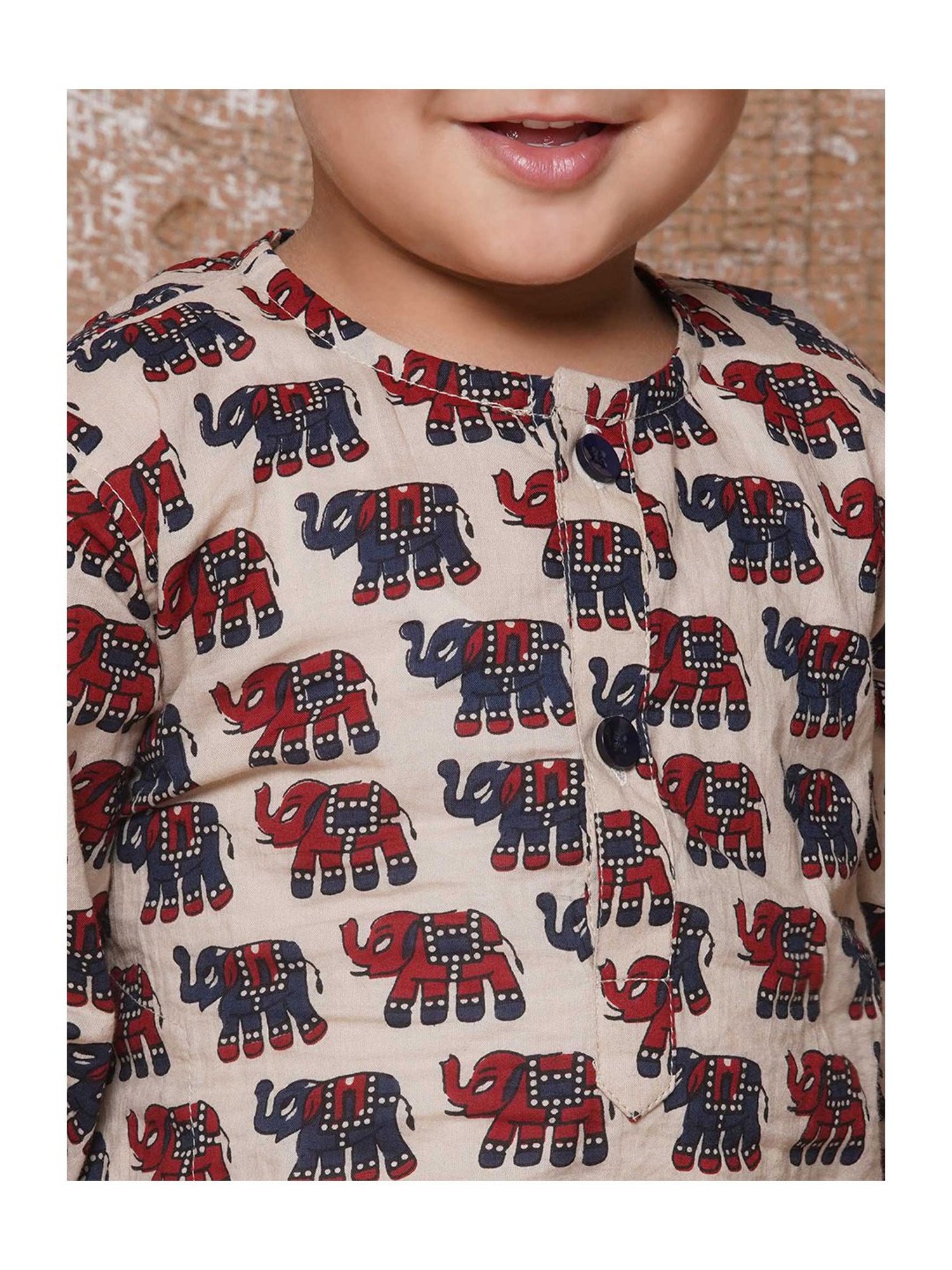 AJ Dezines Kids Beige & Maroon Printed Full Sleeves Kurta with Dhoti