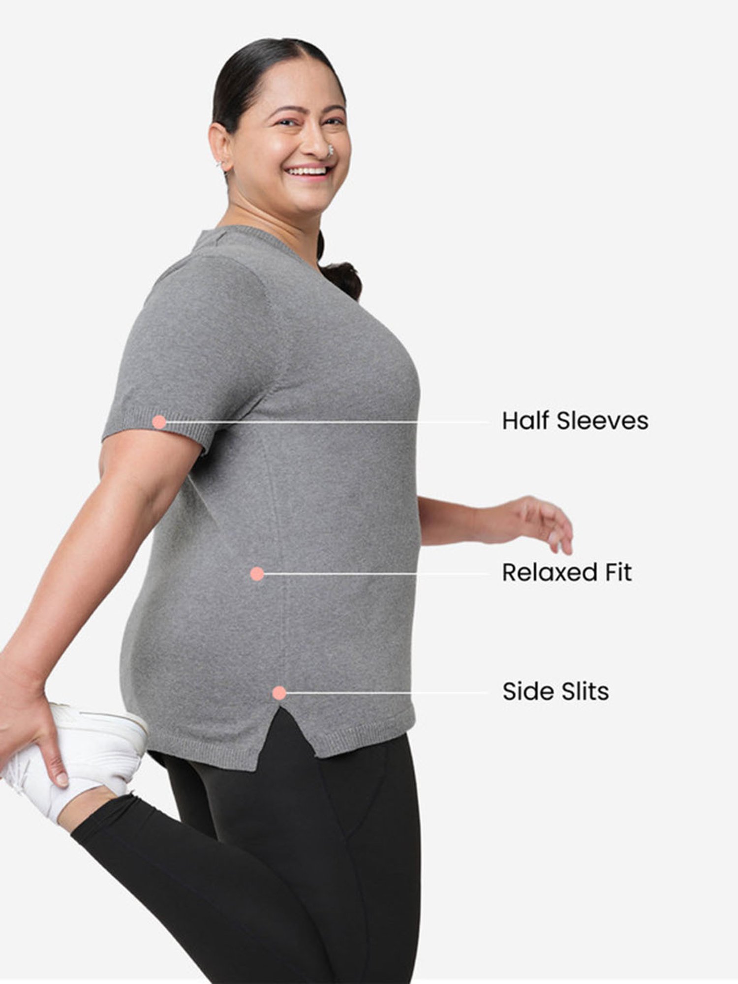 BlissClub Grey At-Ease Cotton Knit Top