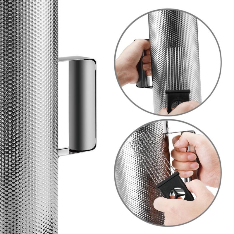 Metal Guiro with Scraper Shack 4" x 12" - Round Cylinder Stainless Steel Latin Hand Percussion Instrument with Handle Guiro Musical Training Tool for Jazz Bands, Concerts, Live Performance
