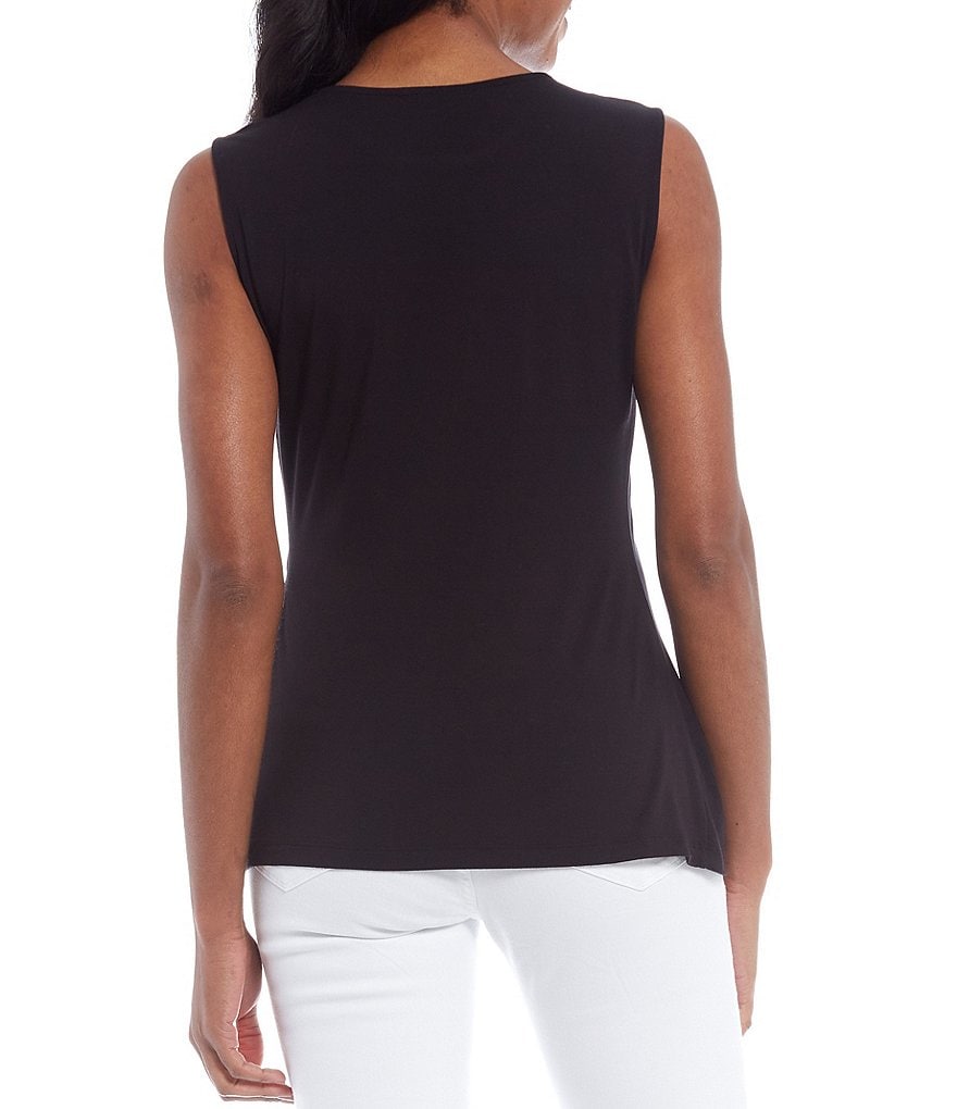 Donna Karan New York Crew Neck Sleeveless Side Cascade Top