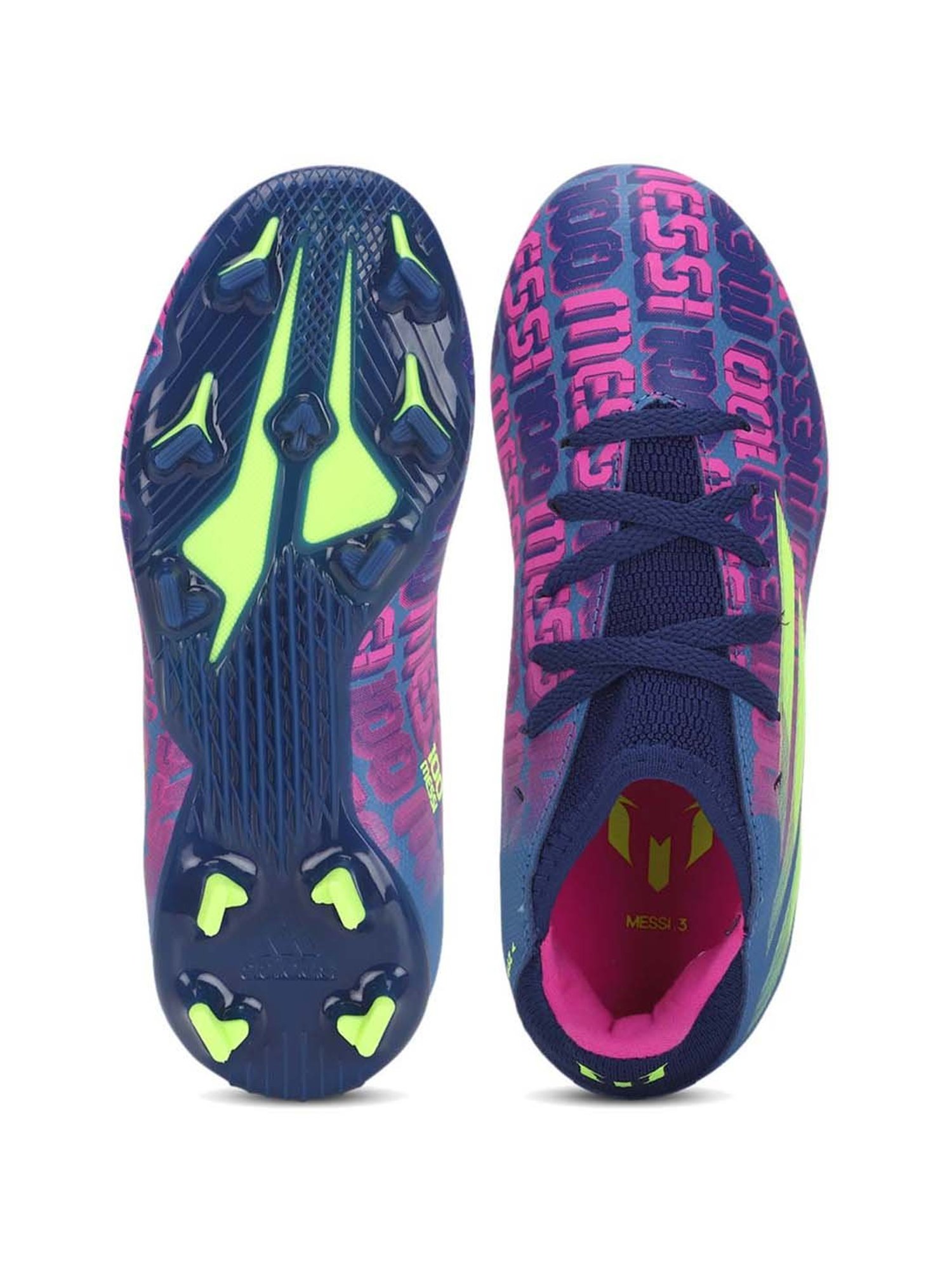 Adidas Kids X FLOW MESSI.3 FG J Blue & Pink Football Shoes