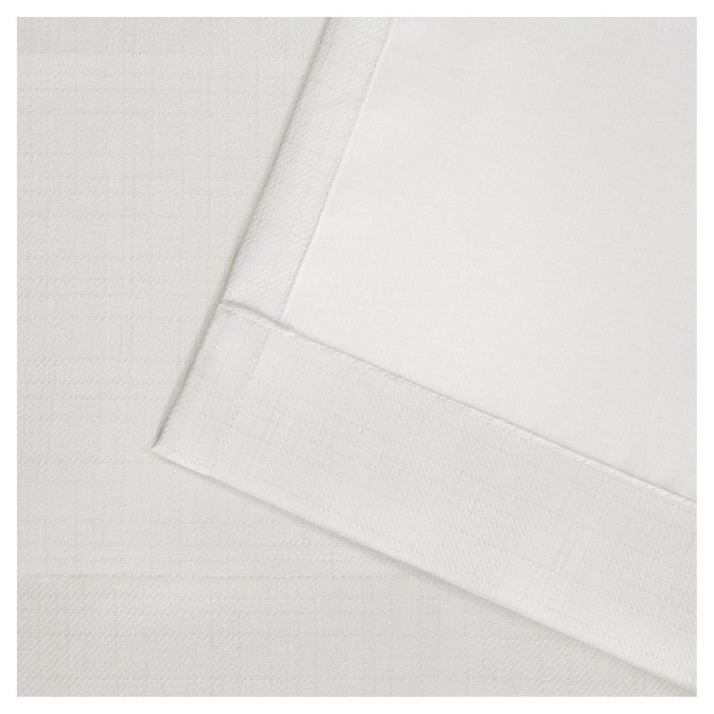 Set of 2 84"x52" Tweed Textured Linen Woven Blackout Grommet Top Window Curtain Panel White - Exclusive Home