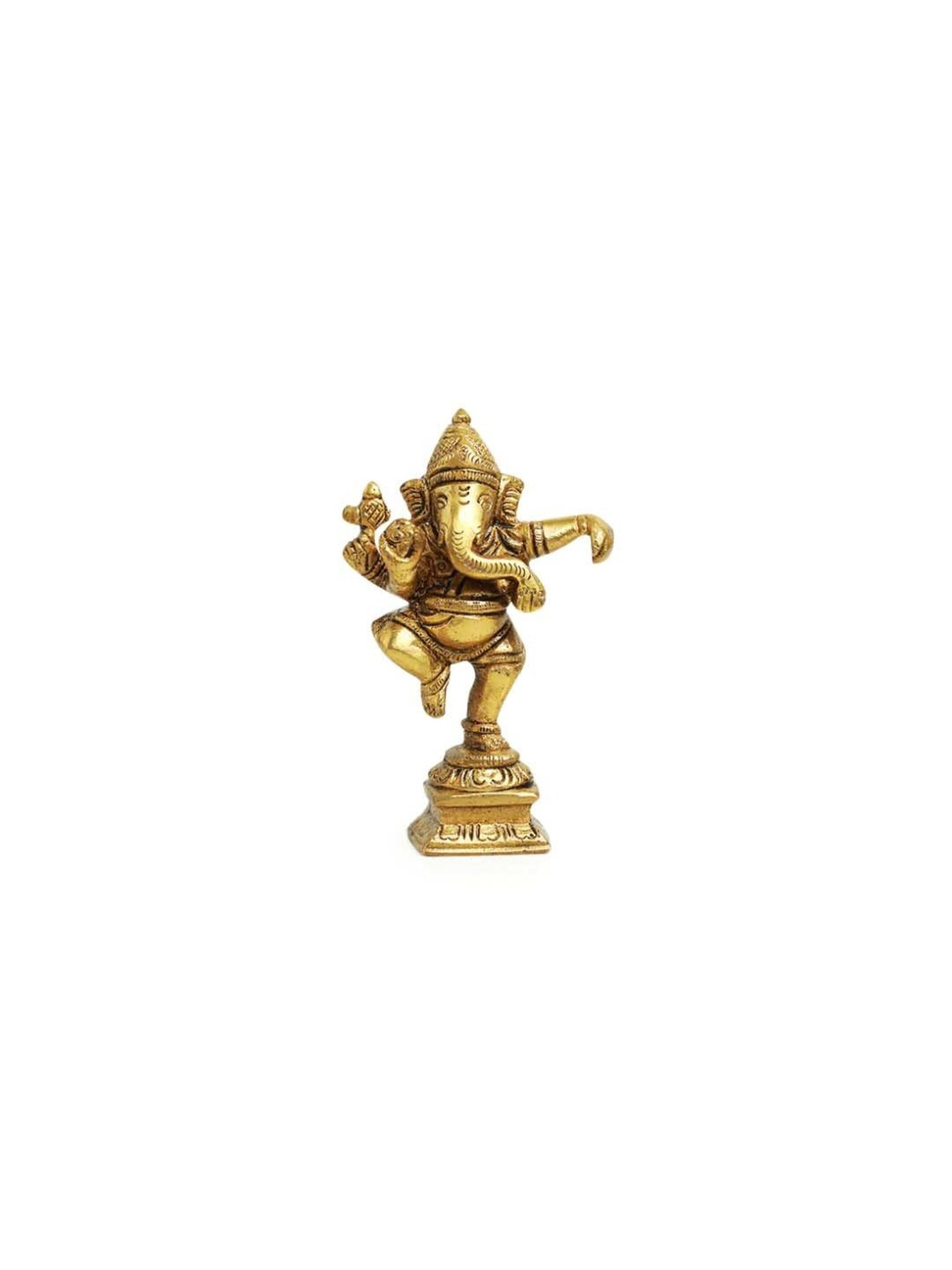 ExclusiveLane Beams Golden Brass Dancing Ganesha Idol Showpiece