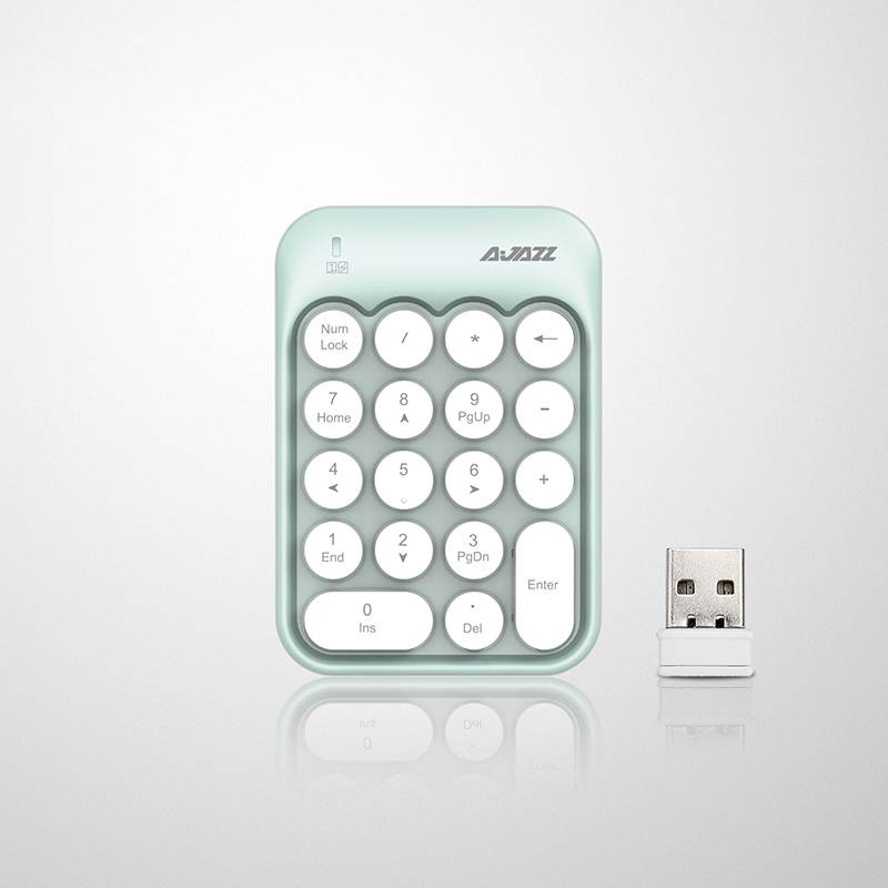 Ajazz AK18 2.4G Wireless Numeric Keypad 18-Key Retro Typewriter Round Keycap - White