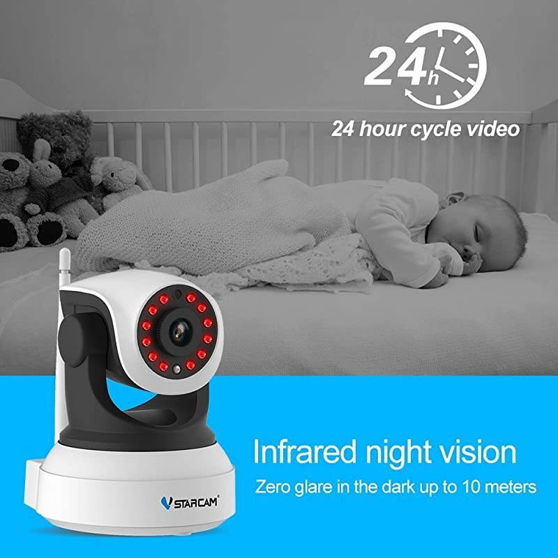 CameraVStarcam Wireless IP Camera with Night Vision for Indoor 2 Way Audio and MultiUsers Home Security MonitorPTZ Motion Detection Pet Baby Cam with Cloud Service Support Max 128G SD Card