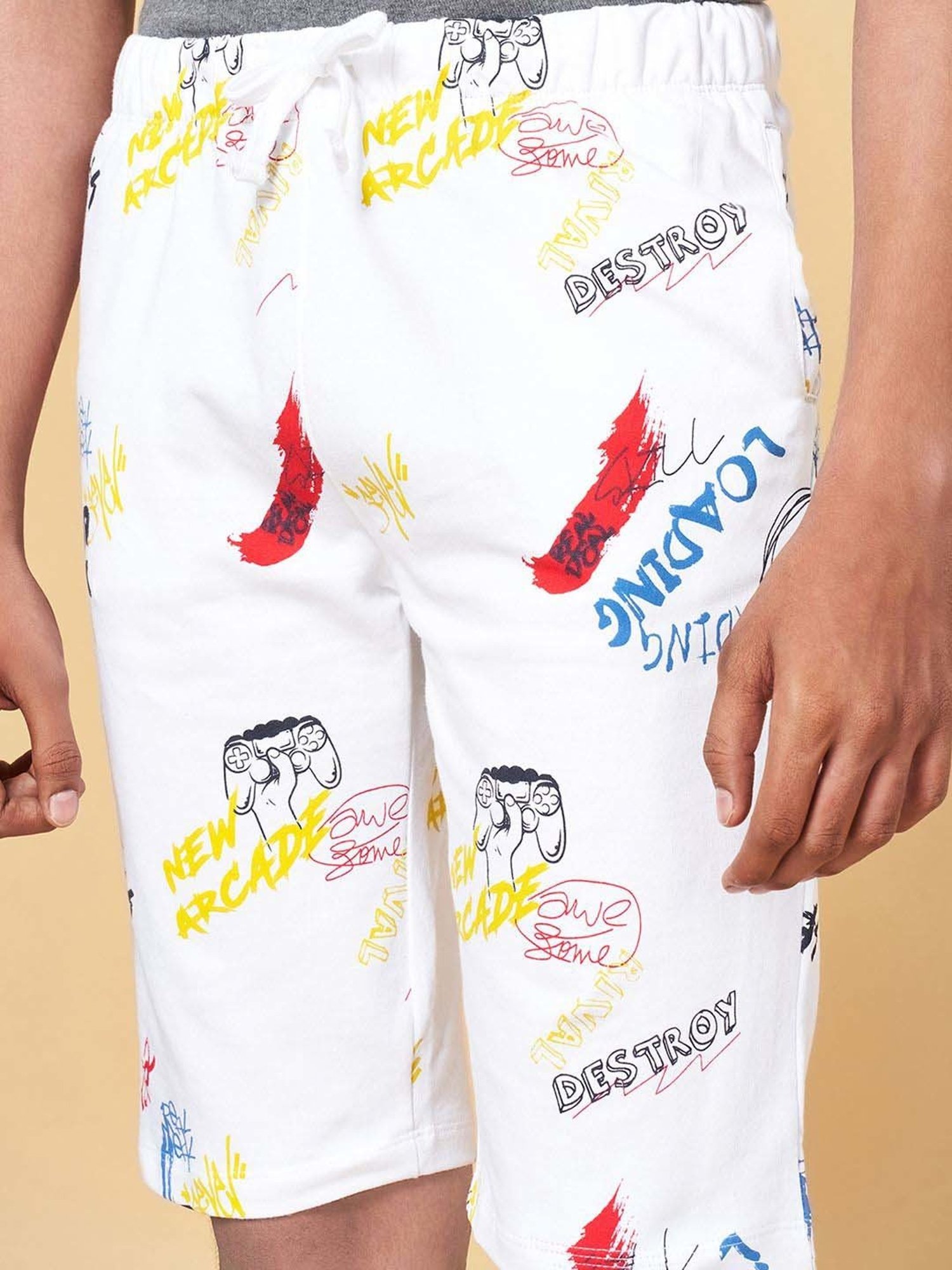 Coolsters by Pantaloons Kids White Cotton Printed Shorts