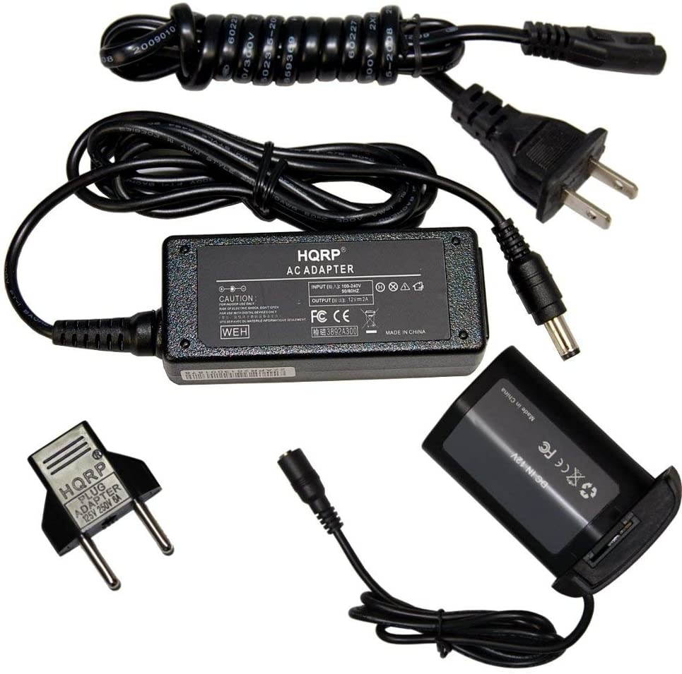 HQRP AC Power Adapter Kit Works with Canon ACK-E4 ACKE4 EOS-1D Mark III, EOS-1Ds Mark III, EOS-1D X, EOS-1D C, EOS-1D Mark IV Digital Camera, DR-E4 LP-E4 NP-E3, 1DX Mark II + Euro Plug Adapter
