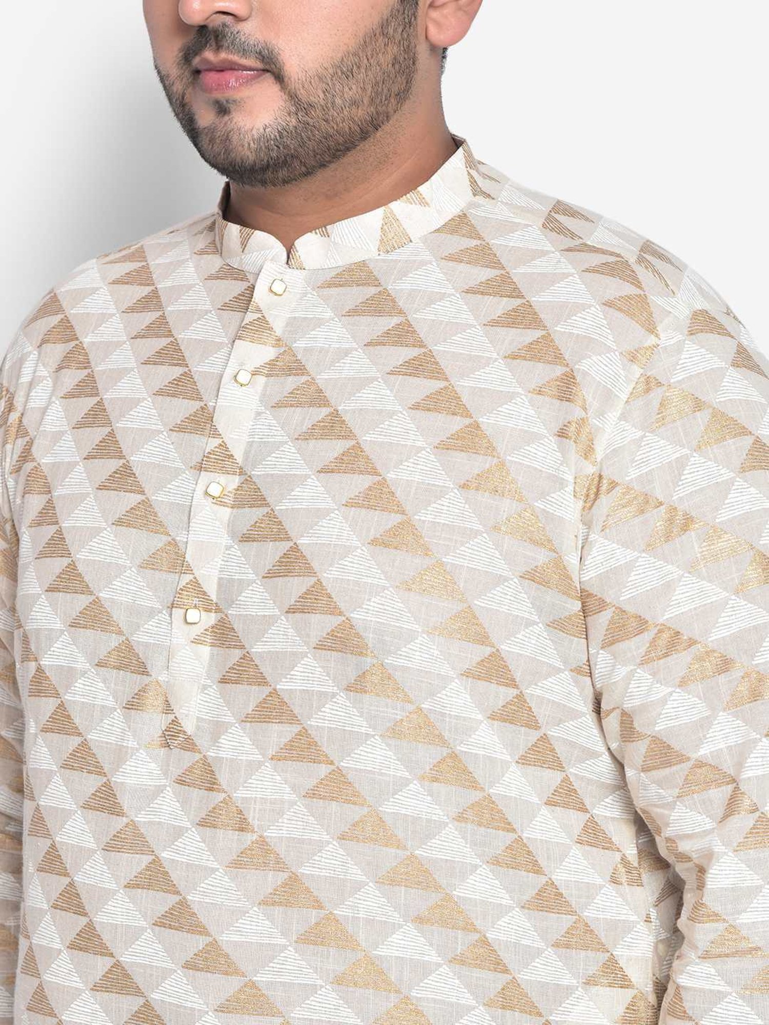 KISAH PLUS Beige Regular Fit Printed Kurta Bottom Set