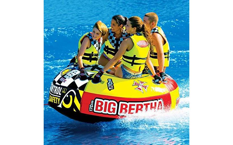 SPORTSSTUFF Big Bertha 53-1329 Towable 1-4 Person Boat Lake Tube w/ 60' Tow Rope