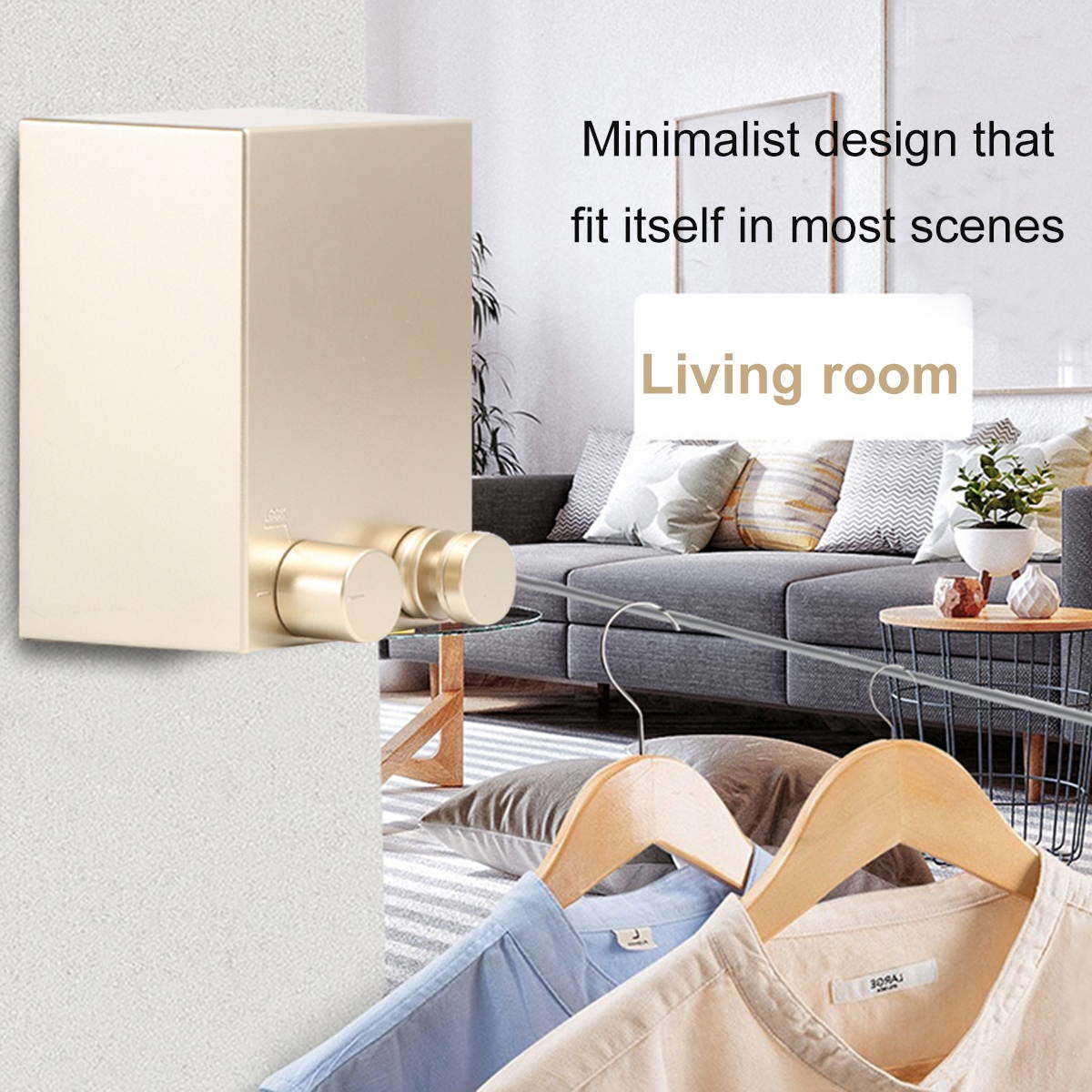 1PC Clothesline Invisible Shrinkage Clothes Hanging String Indoor Wall Hanging Clothesline Retractable Household Clothing Hanging Rope for Balcony Home White No Punching Punching Style