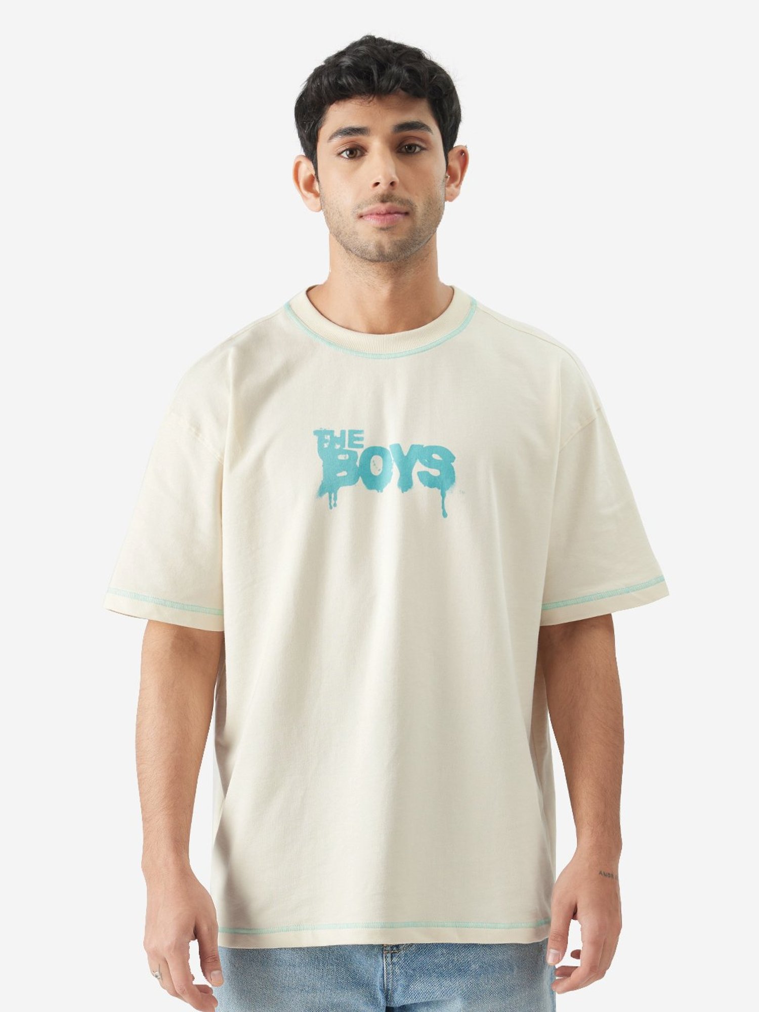 The Souled Store Off White The Boys: Doodle Oversized T-Shirt