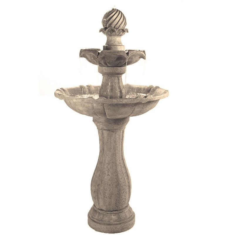Chatsworth Two Tier Solar On Demand Fountain with Weathered Stone - Smart Solar