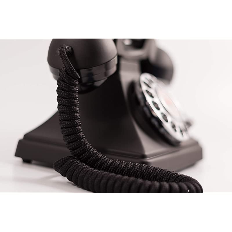 200 Classic Vintage Phone Rotary Dial Cloth Cord Traditional Bell Ring Tone Black
