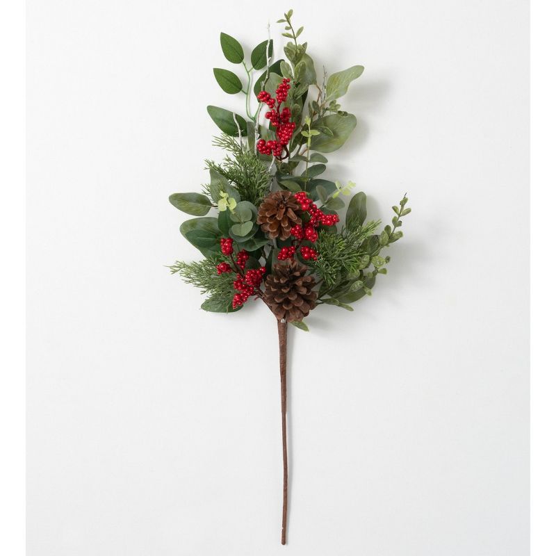 Sullivans Pine & Berry Artificial Stem 12"H Green