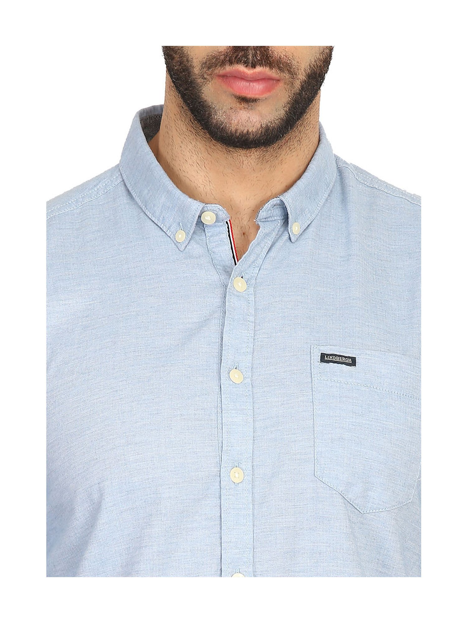 Lindbergh Blue Slim Fit Cotton Shirt