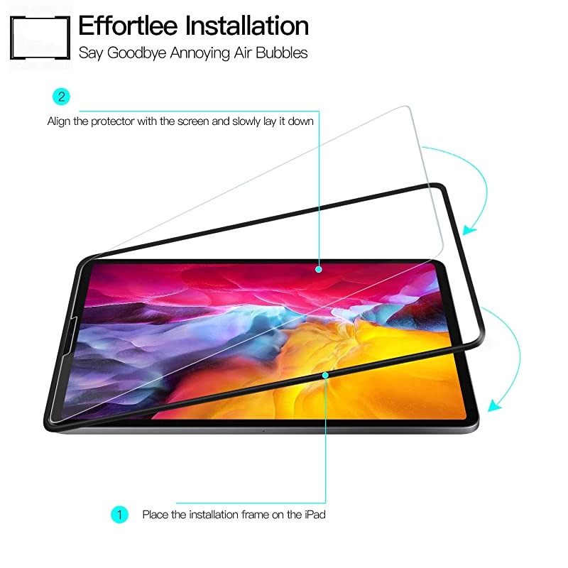 Screen Protector for iPad Pro 11 2nd Generation 2020 2 Pack Face ID and iPad Pencil Compatible 9H Tempered Glass Screen Protector for iPad 11 20202018 1st Gen