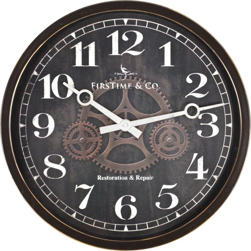 12" Industrial Gears Wall Clock Brown - FirsTime & Co.