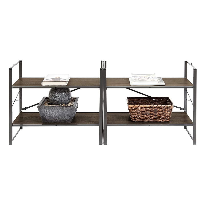 Origami Adjustable 2 in 1 Organizing Storage Rack Multi Tier Utility Shelving Unit for Bedroom, Laundry Room, and Kitchen, Espresso