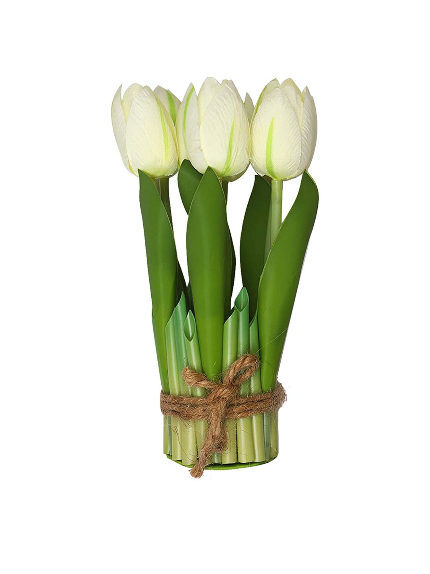 Amflix White Artificial Tulip Flowers Bunch