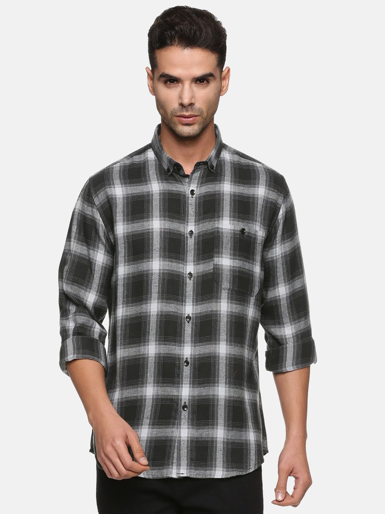 Don Vino Black Slim Fit Check Shirt