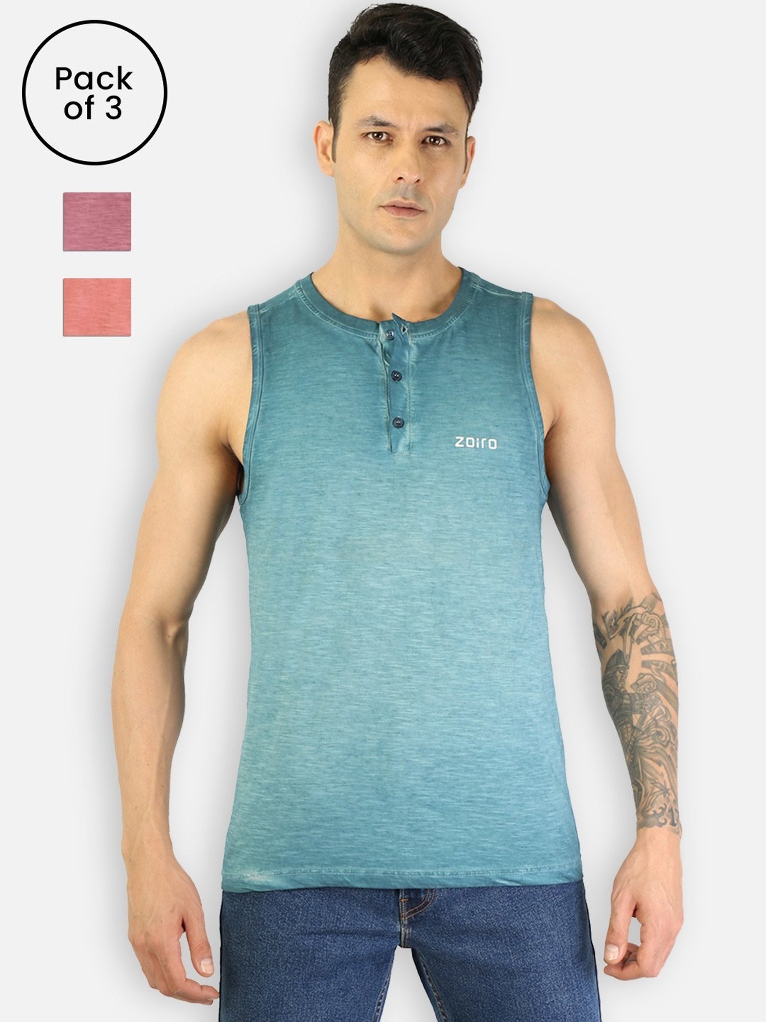 Zoiro Multicolored Regular Fit Vest - Pack Of 3