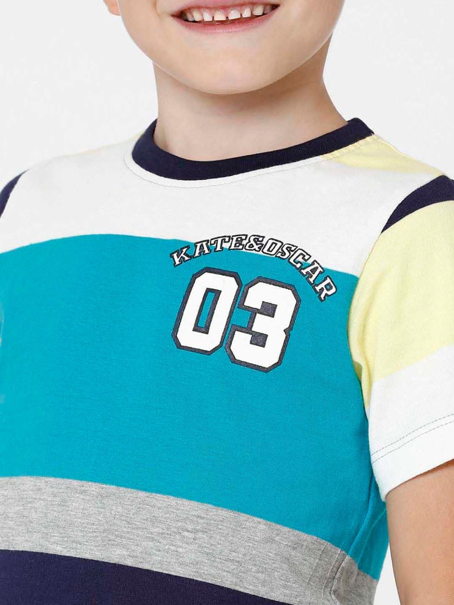 Kate & Oscar Kids Multicolor Cotton Striped T-Shirt