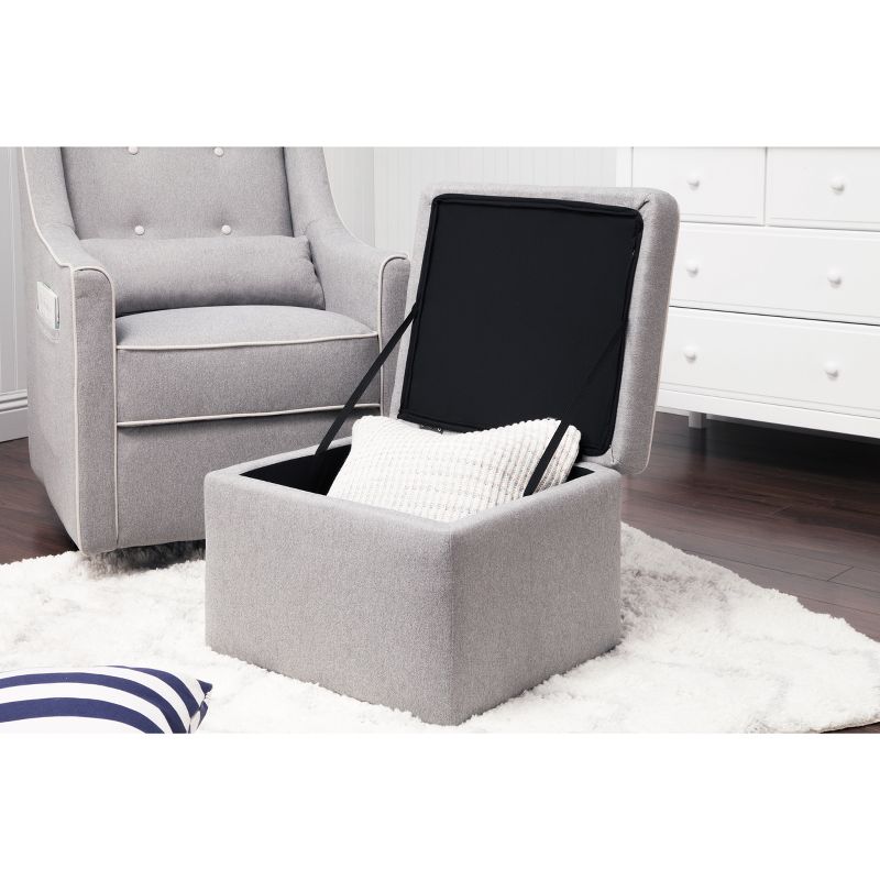 DaVinci Owen Glider and Storage Ottoman - Gray with Cream Piping