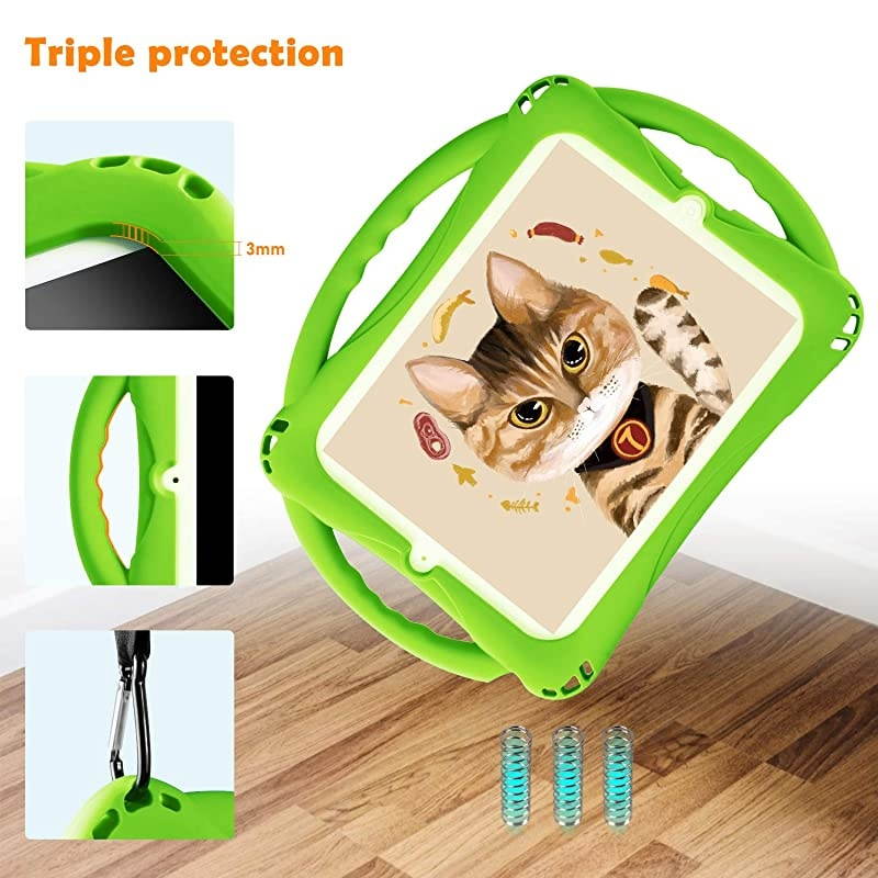 iPad 2 Case for Kids Shockproof Silicone Handle Stand Case CoverampTempered Glass Screen Protector for Old Version Apple iPad 2nd GenerationiPad 3rd GenerationiPad 4th Generation Green