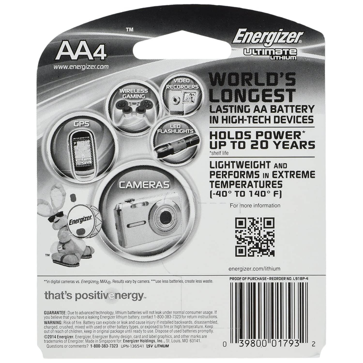 Energizer BF-W3DL-O4K4 Ultimate L91BP-4 Lithium AA Battery, 24 Batteries in Original Packs Not Bulk