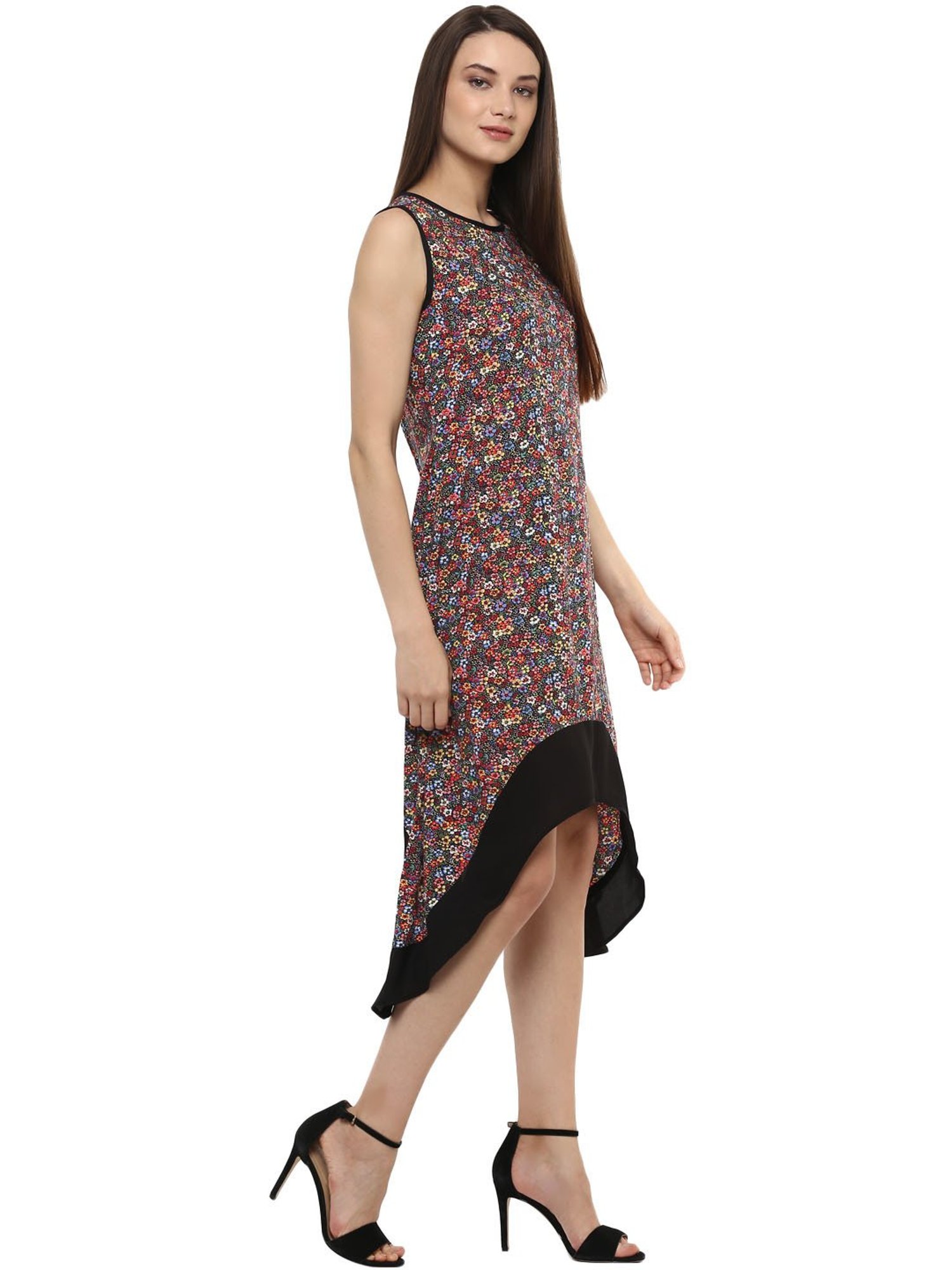 StyleStone Multicolor Floral Print High Low Dress