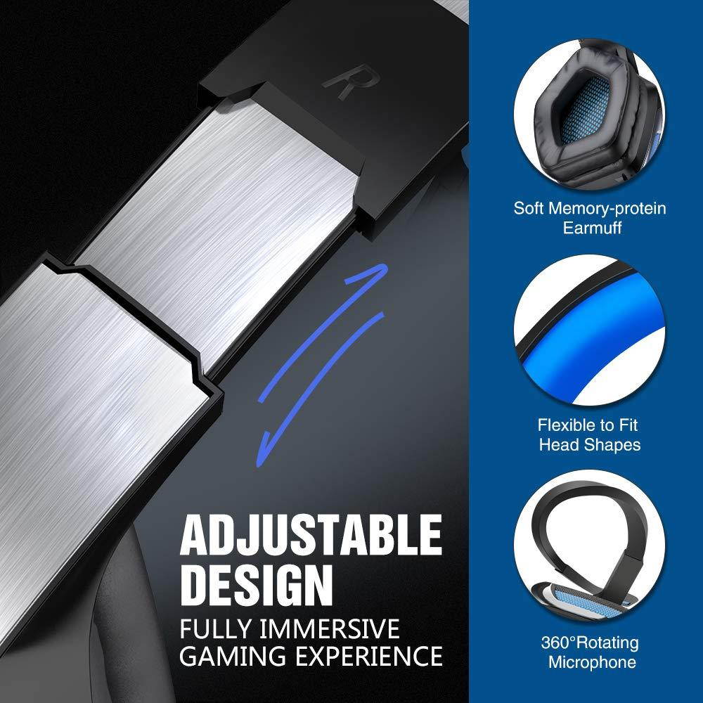 BENGOO V-4 Gaming Headset for Xbox One, PS4, PC, Controller, Noise Cancelling Over Ear Headphones with Mic, LED Light Bass Surround Soft Memory Earmuffs for PS2 Mac Nintendo 64 Game Boy Advance Games