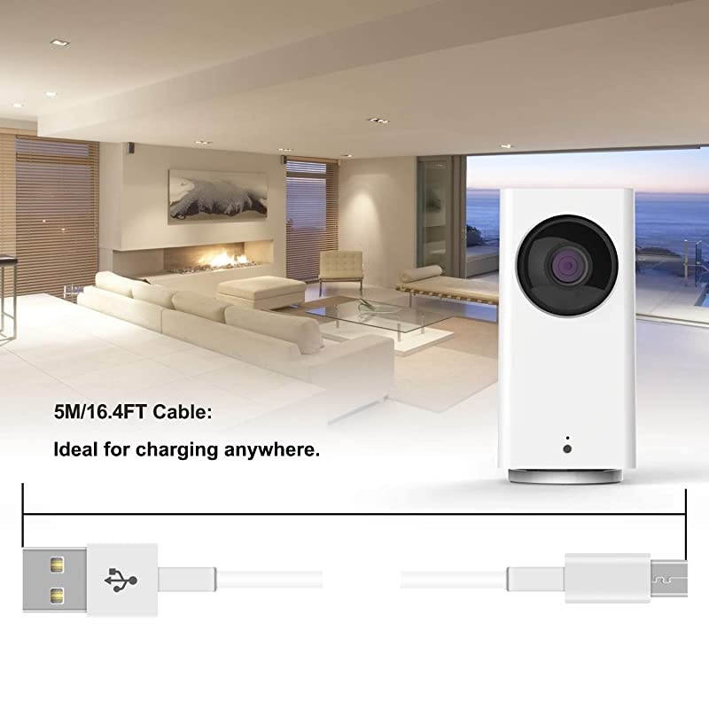 Power Extension Cable Compatible with WyzeCamWyzeCam PanYi CameraNestCam IndoorNetvueKasaCam IndoorFurbo DogZmodo Wireless CamDrop camUSB to Micro USB Charging Cord for Security Cam