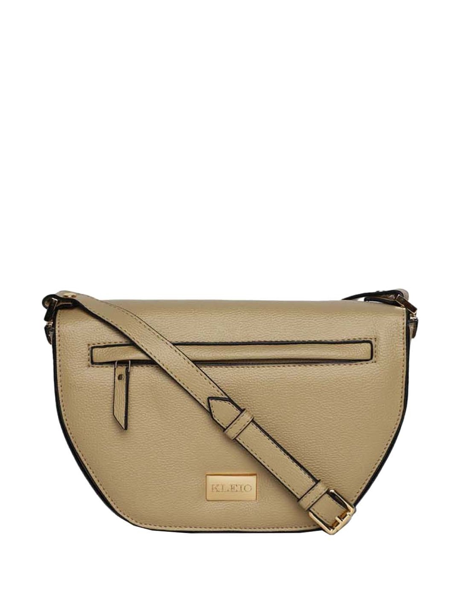 KLEIO Beige Solid Medium Sling Handbag