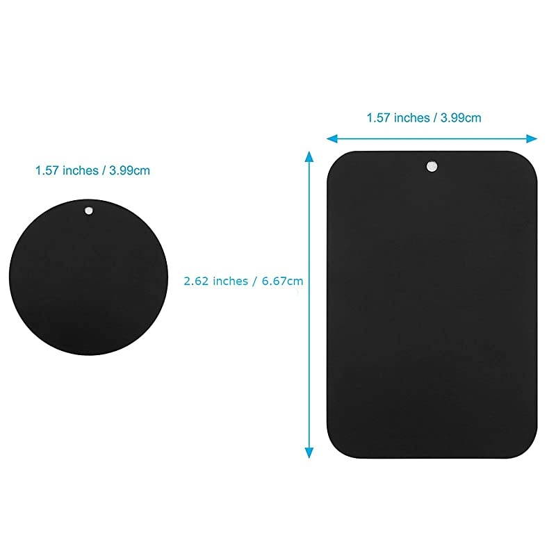 Metal Plates with 3M Adhesive for All Magnetic Car Mounts Cell Phone Tablet Holder CradleLess Air Vent Mount 6 Rectangular 6 Round Black