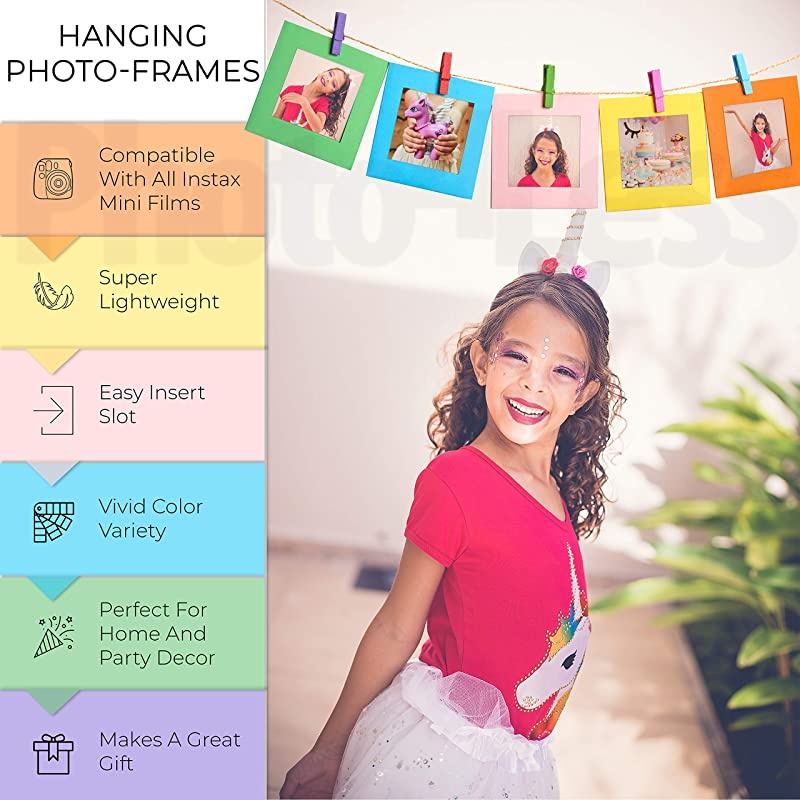 Instax Mini Twin Pack Instant Film 60 Exposures + Travel Stickers + 5 Colored Frames + Hanging Frames Fuji Instax Accessory Kit