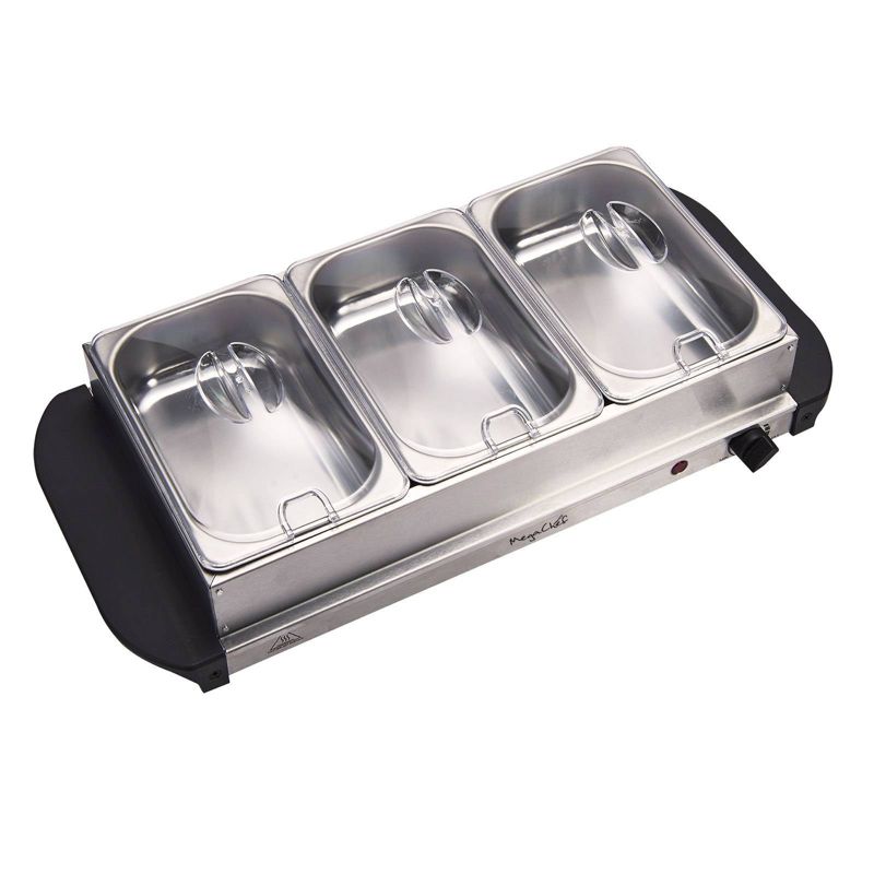 MegaChef Food Warmer & Serve with Sectional Trays - Silver