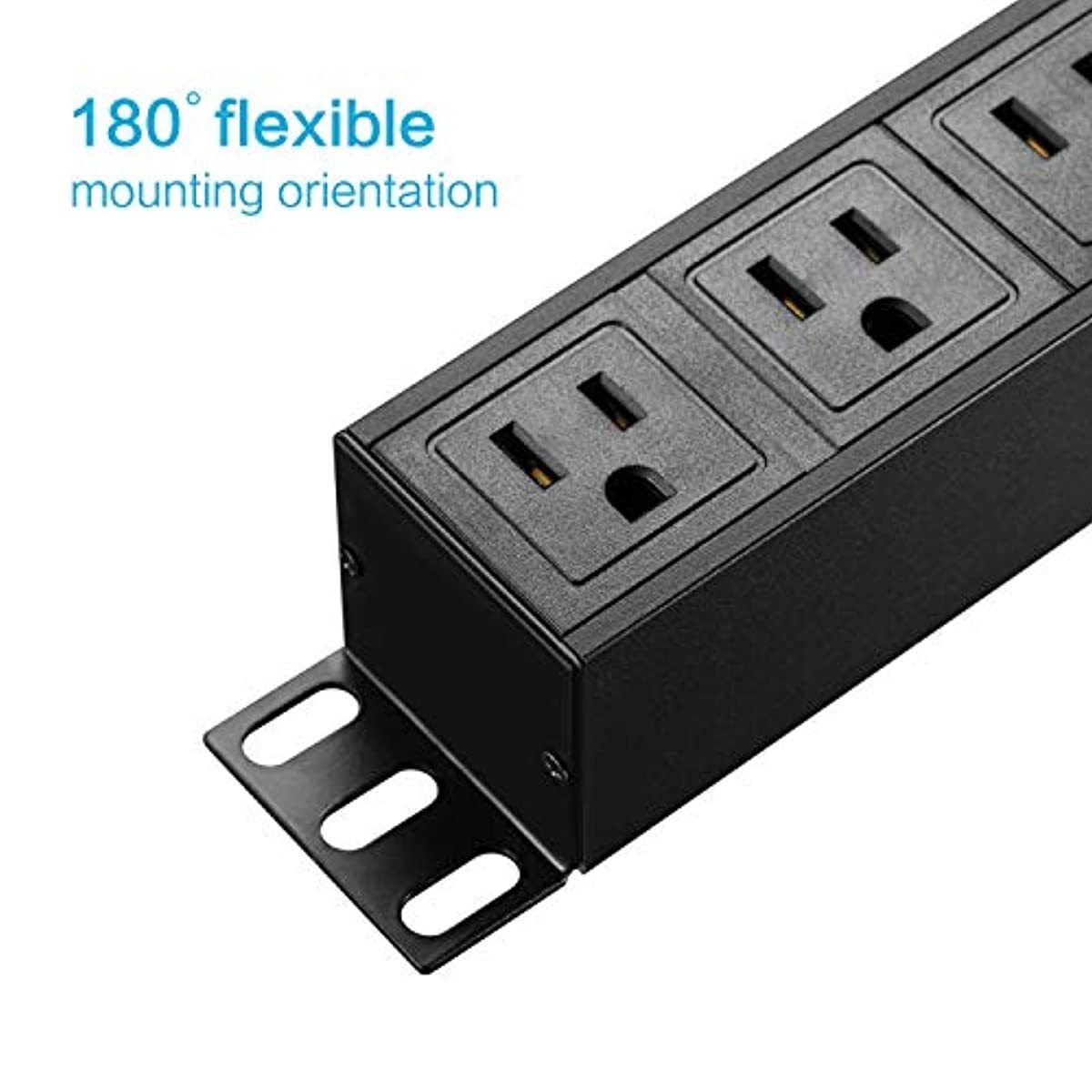 KMC 8 Outlet Power Strip Surge Protector Rack-Mount PDU with 6 Feet, 125V/15A, 1800 Joule, Black