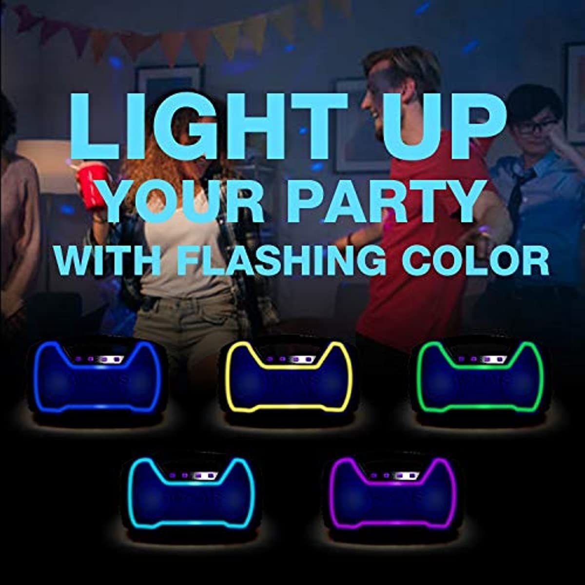 Portable Bluetooth Speaker, True Wireless Stereo Pairing 2 Speakers for a Powerful 50W Bass Sound, 100Ft Bluetooth Range, 40 Hrs Playtime, IPX7 Waterproof Speaker, Built-in Mic, Indoor, Outdoor Party