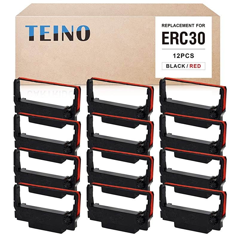 12 Pack ERC30 ERC-30 ERC 30 34 38 B/R Compatible Ribbon Cartridge for use in ERC38 NK506 (Black Red)