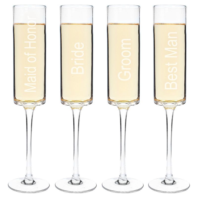 4ct Wedding Party Contemporary Champagne Flutes