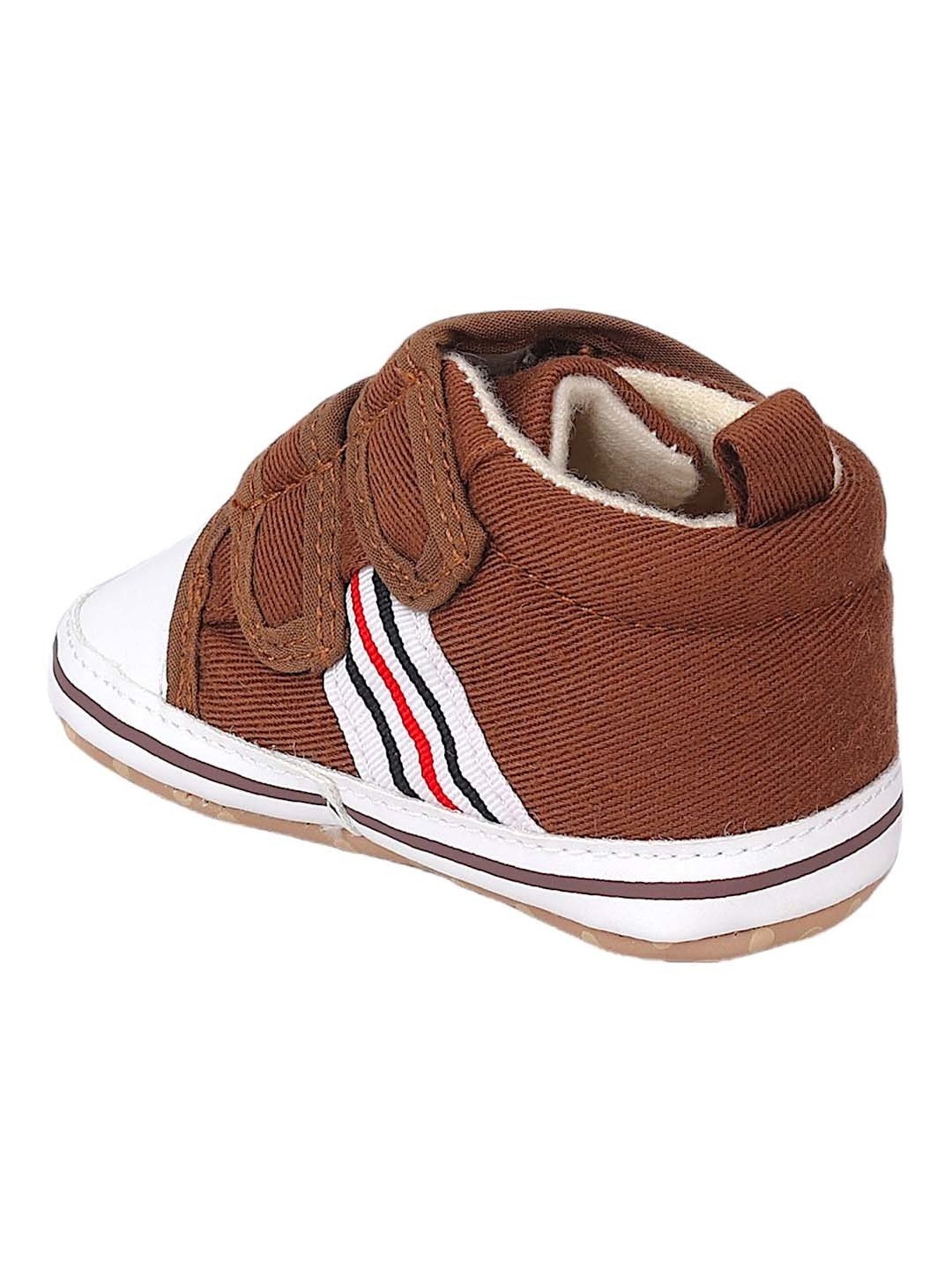 Baby Moo Kids Brown & White Velcro Shoes