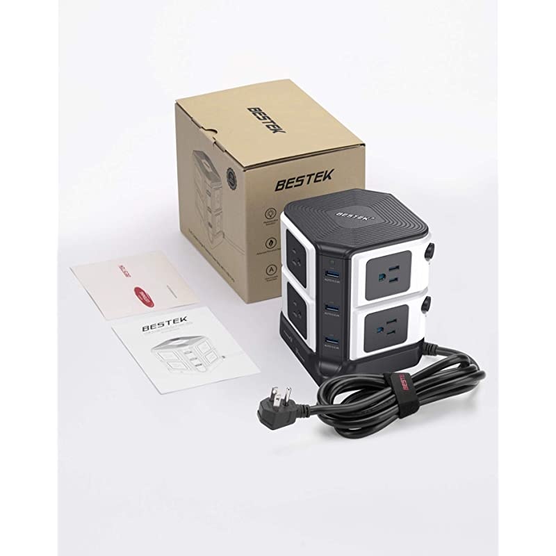 Long Cord Surge Protector Power Strip with USB 8-Outlet and 40W/8A 6 USB Charging Station,1500 Joules,12 Feet Cord,ETL Listed