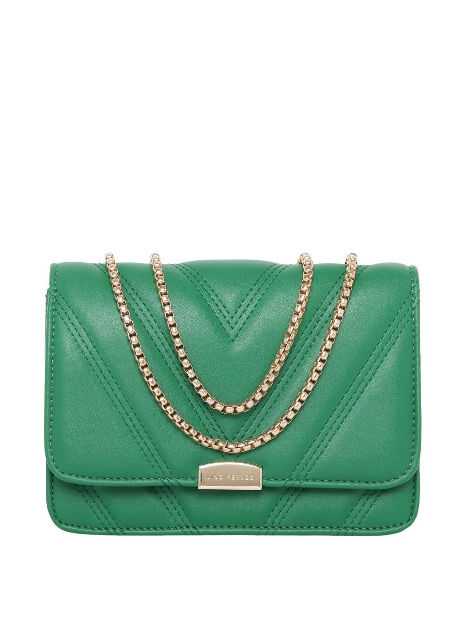 Lino Perros Green Quilted Medium Sling Handbag
