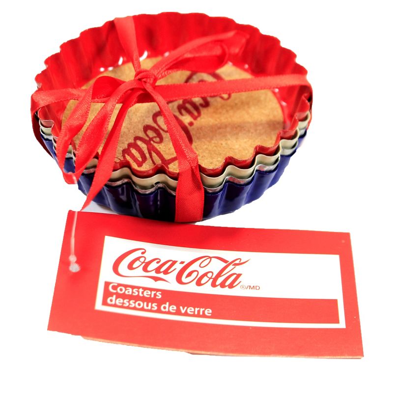 Tabletop 0.5" Coca Cola Metal Coasters Licensed Transpac  -  Coasters